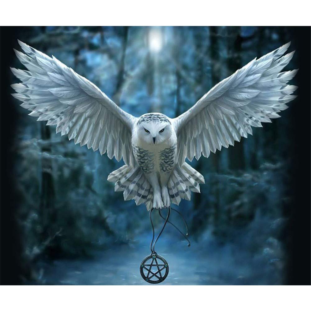 Riqueza Diamond Painting 5D -  Witte Uil - 30X40