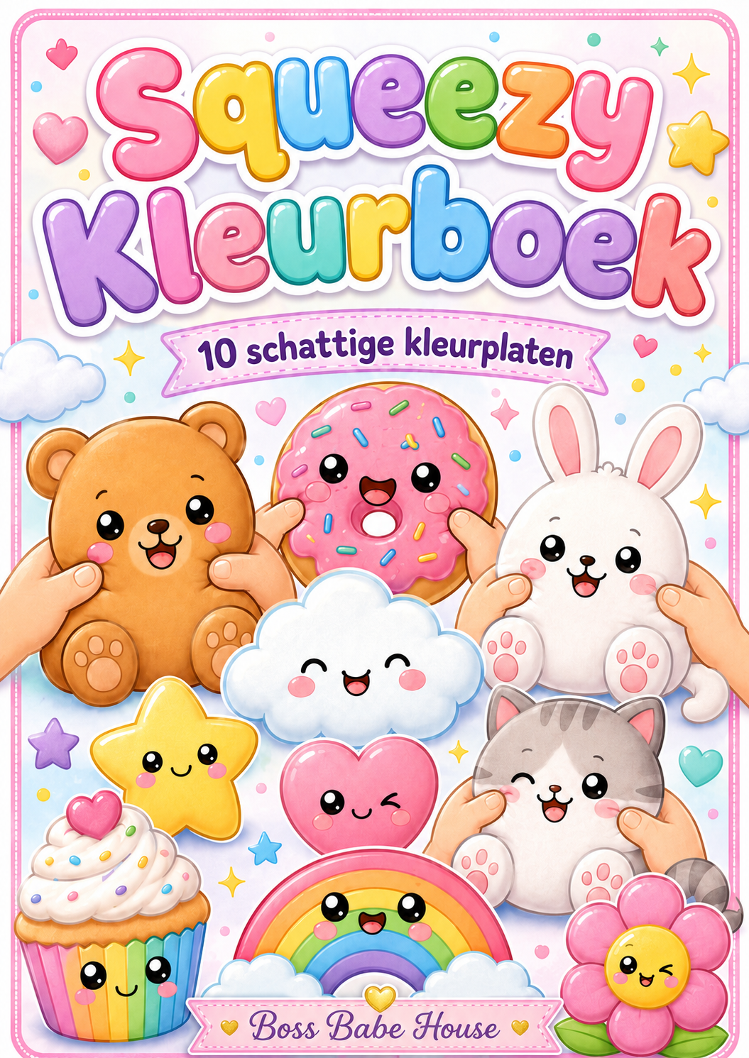 BOSS BABE HOUSE - Squeezy Kleurboek – 10 Schattige A4 Kleurplaten | Digitale PDF
