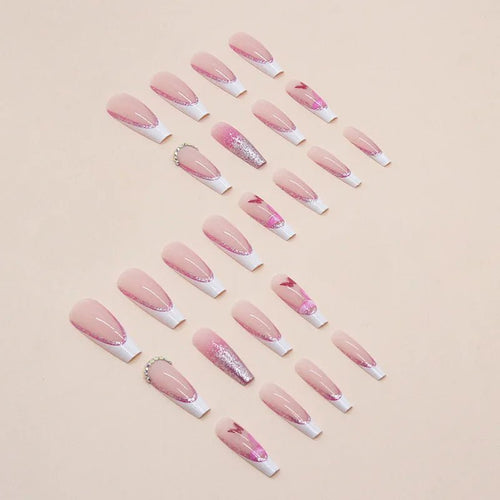 Boss Babe Beauty™ – Press - On Nails | Pink Butterfly French - BOSS BABE HOUSE
