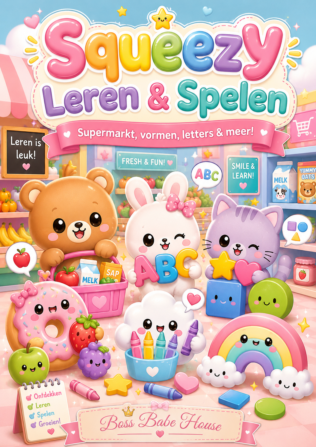 BOSS BABE HOUSE - Squeezy Leren & Spelen Kleurboek – 10 Schattige A4 Kleurplaten | Digitale PDF (Copy) - BOSS BABE HOUSE