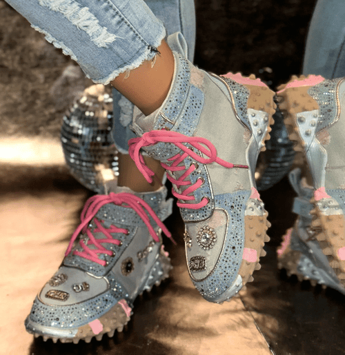 BOSS BABE - Luxury Rhine Stone Shoe - Blue - BOSS BABE HOUSE