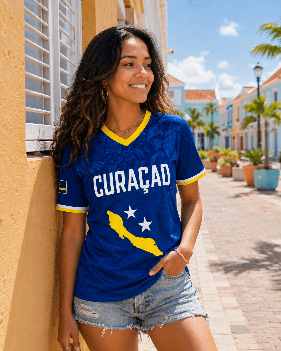 Curaçao Blue Wave Shirt – Blauw - Personaliseerbaar Voetbalshirt - Women - BOSS BABE HOUSE