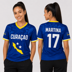 Curaçao Blue Wave Shirt – Blauw - Personaliseerbaar Voetbalshirt - Women - BOSS BABE HOUSE