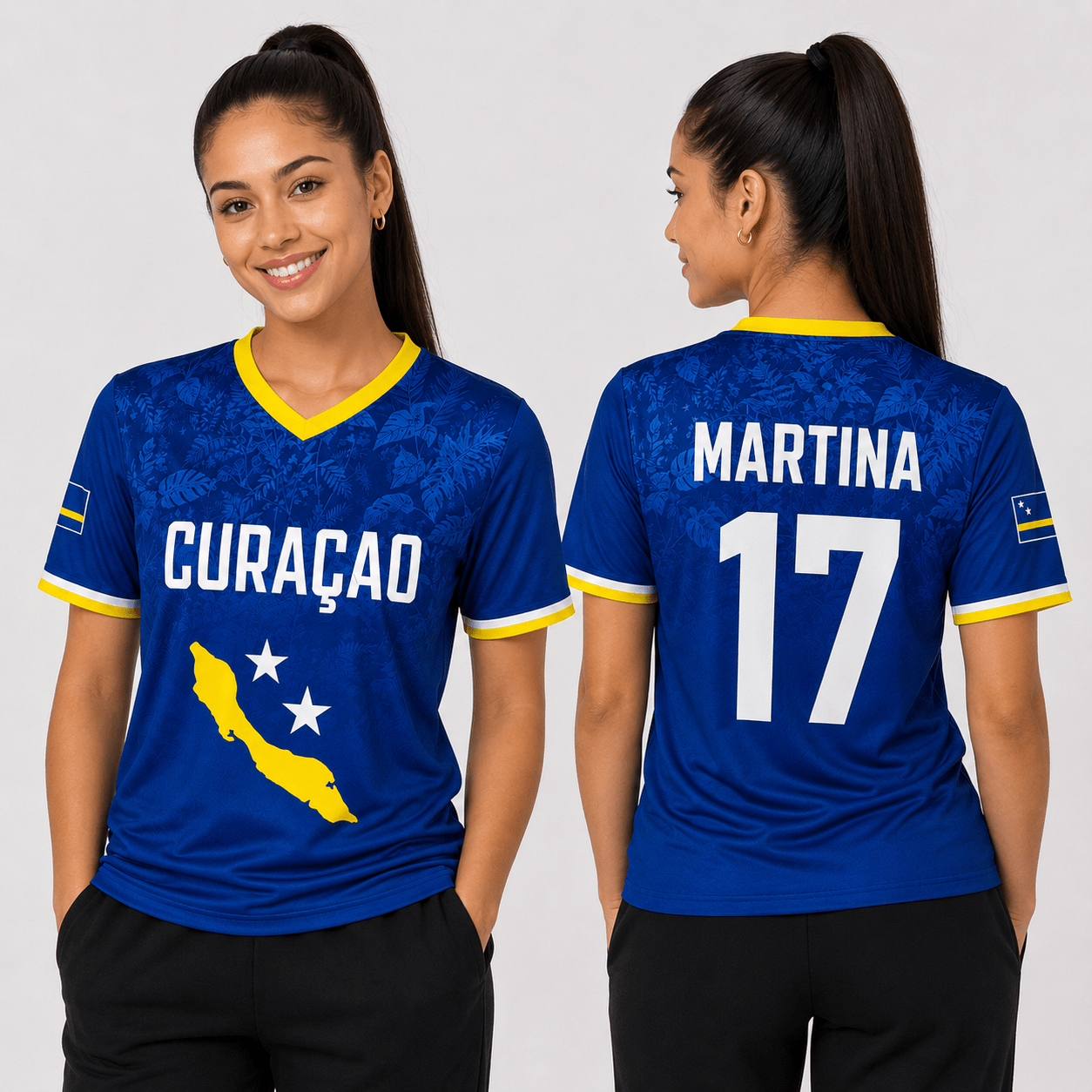 Curaçao Blue Wave Shirt – Blauw - Personaliseerbaar Voetbalshirt - Women - BOSS BABE HOUSE