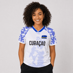 Curaçao Blue Wave Shirt Dames – White Edition 🇨🇼 | Personaliseerbaar Voetbalshirt - BOSS BABE HOUSE