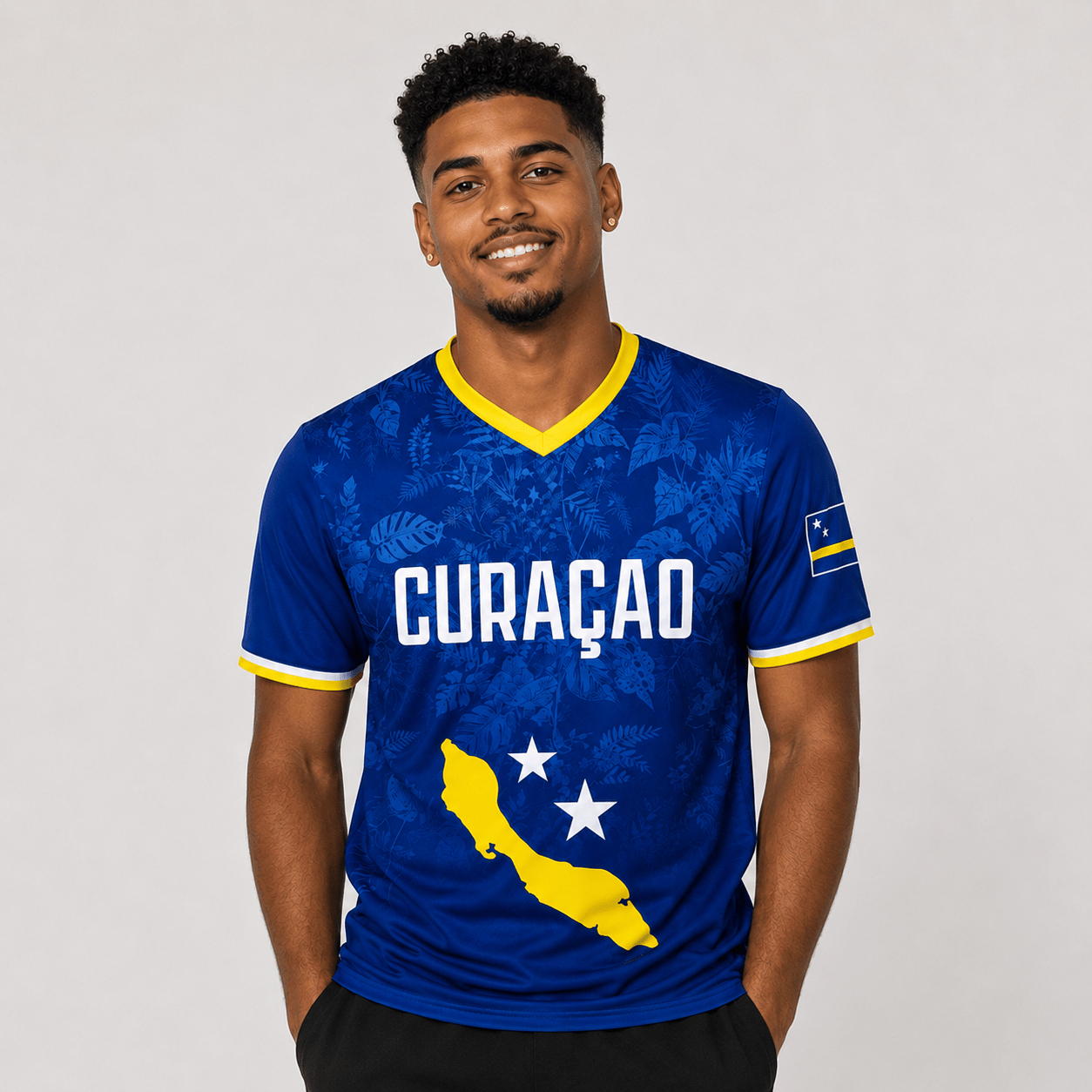 Curaçao Blue Wave Shirt | Mannen – BLAUW Edition 🇨🇼 | Personaliseerbaar Voetbalshirt - BOSS BABE HOUSE