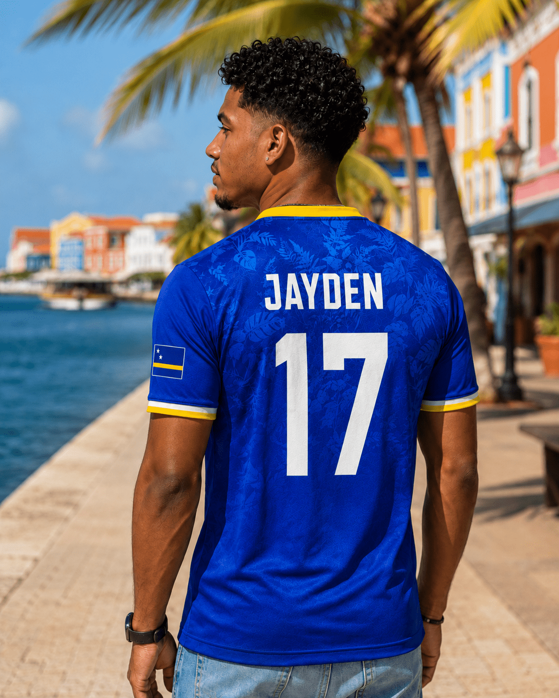 Curaçao Blue Wave Shirt | Mannen – BLAUW Edition 🇨🇼 | Personaliseerbaar Voetbalshirt - BOSS BABE HOUSE