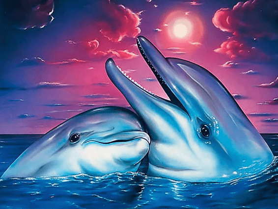 Riqueza Diamond Painting 5D - 2 dolfijnen - 30X40 - BOSS BABE HOUSE