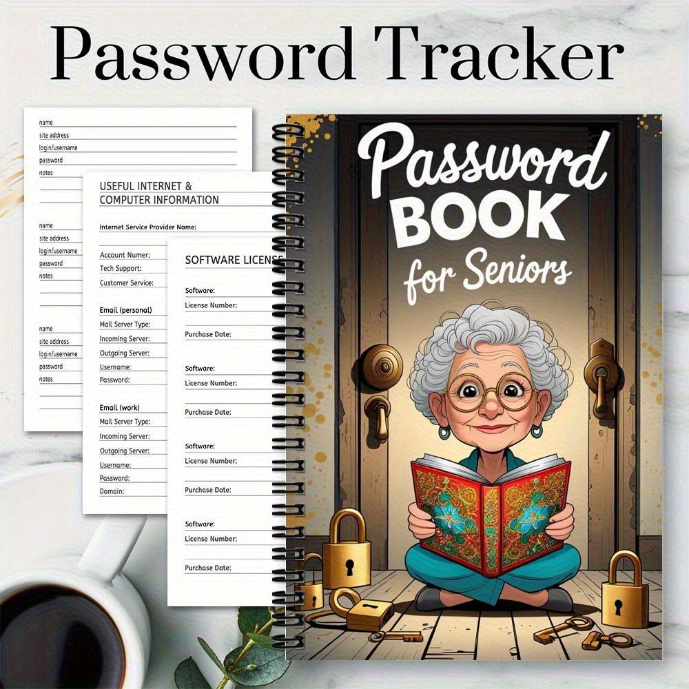 Senior Safety™ Password Notebook – 70 Pages | Spiral Bound Lock - Design Organizer - BOSS BABE HOUSE