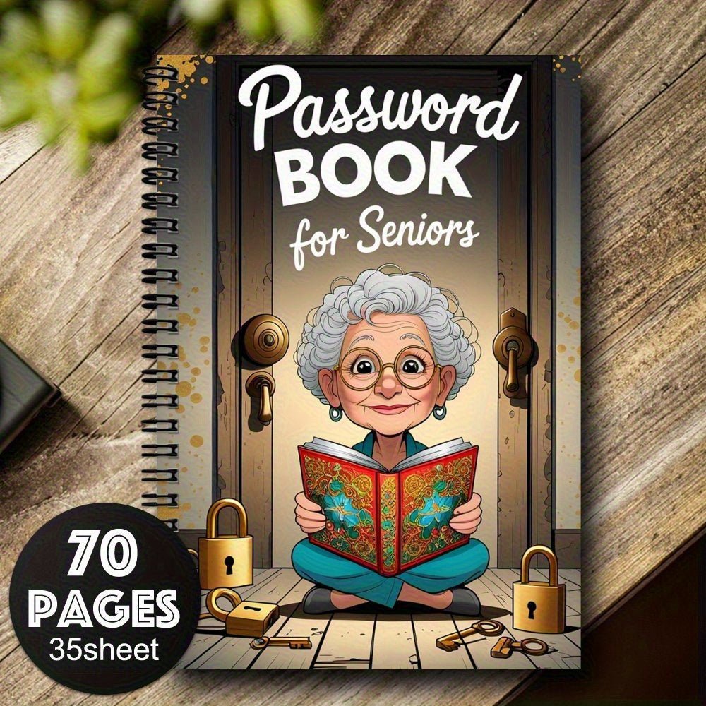 Senior Safety™ Password Notebook – 70 Pages | Spiral Bound Lock - Design Organizer - BOSS BABE HOUSE