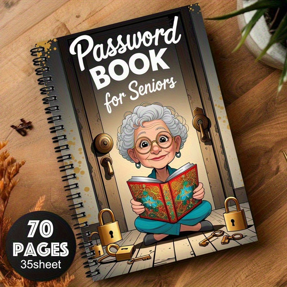 Senior Safety™ Password Notebook – 70 Pages | Spiral Bound Lock - Design Organizer - BOSS BABE HOUSE